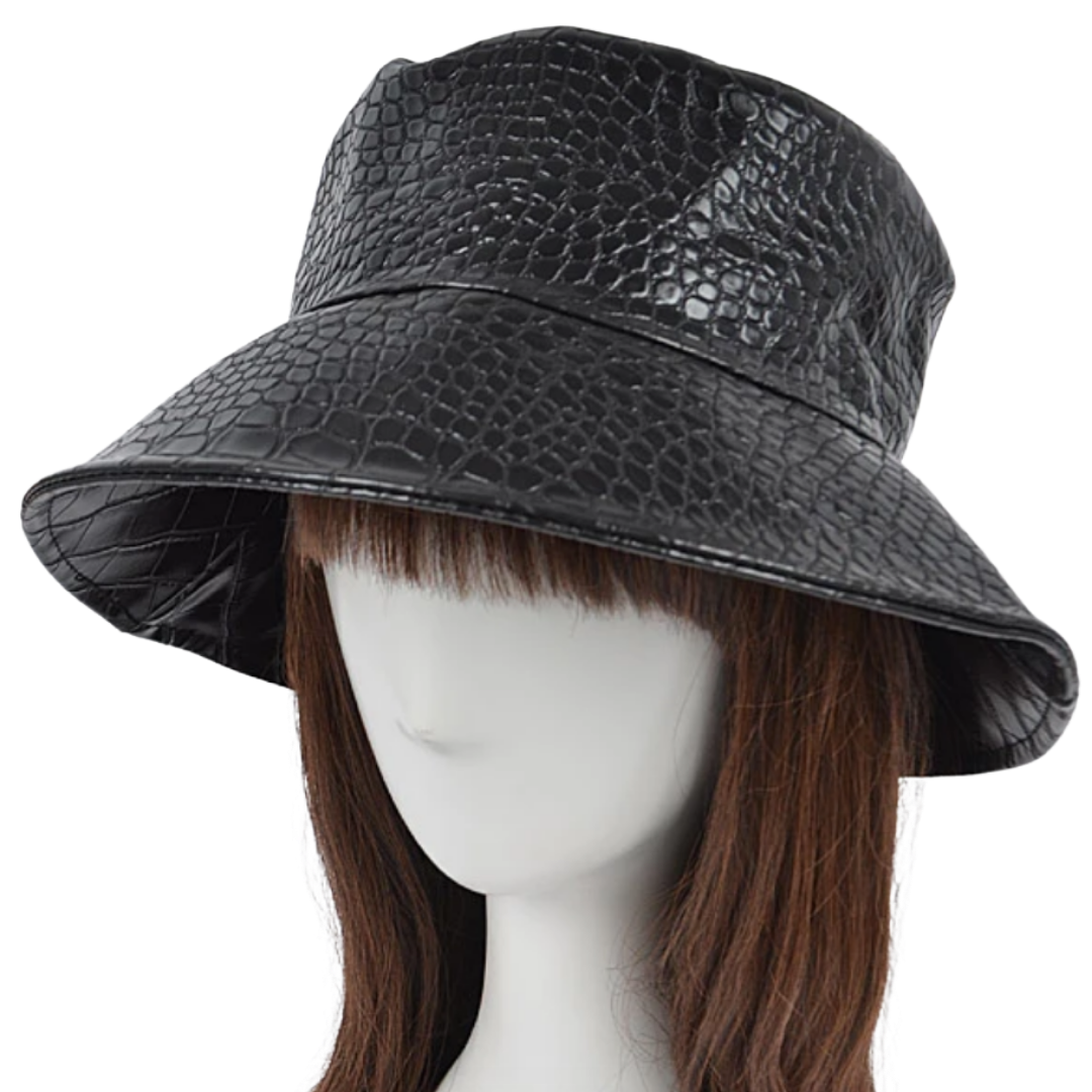 Croc Embossed Bucket Hat - Black