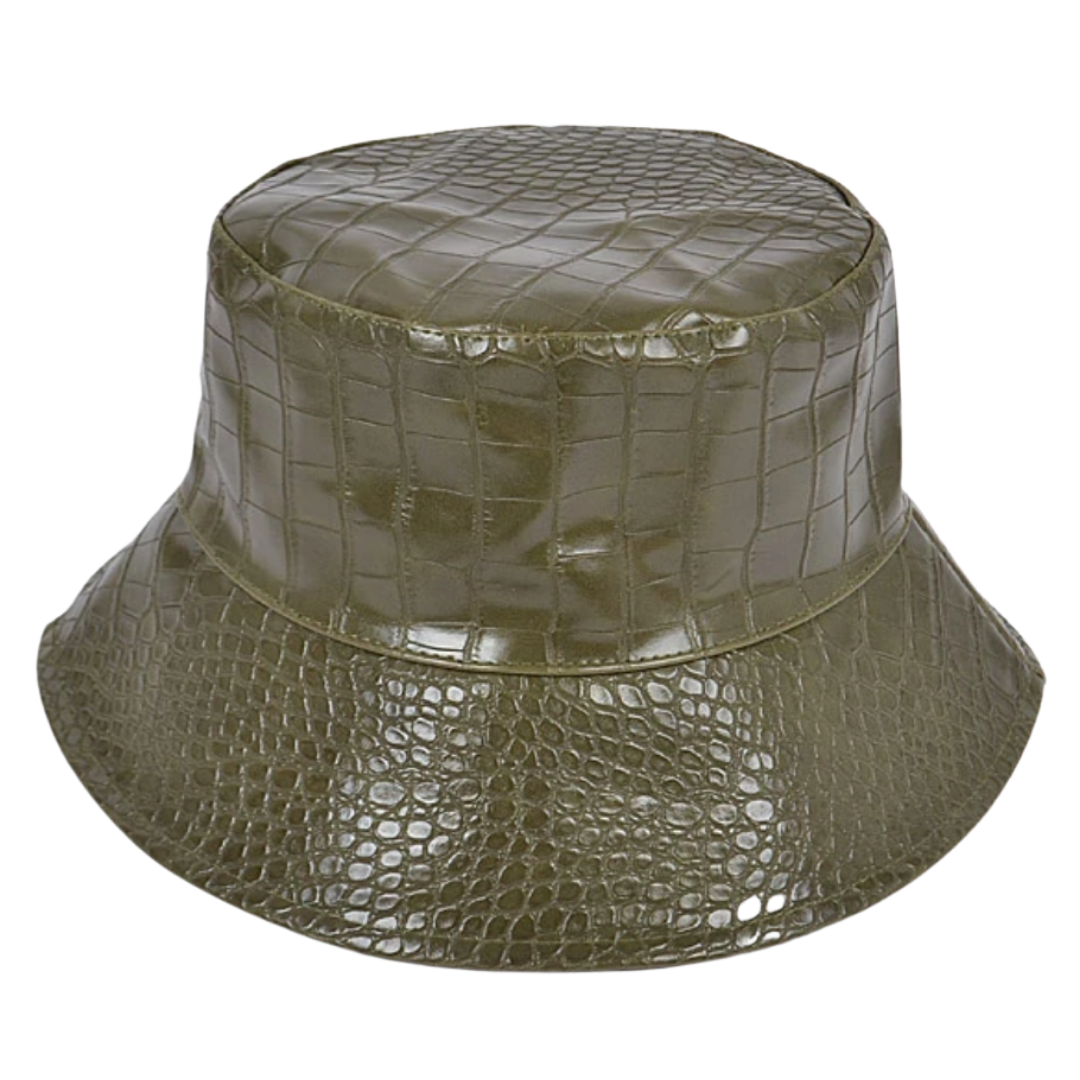 Croc Embossed Bucket Hat - Black